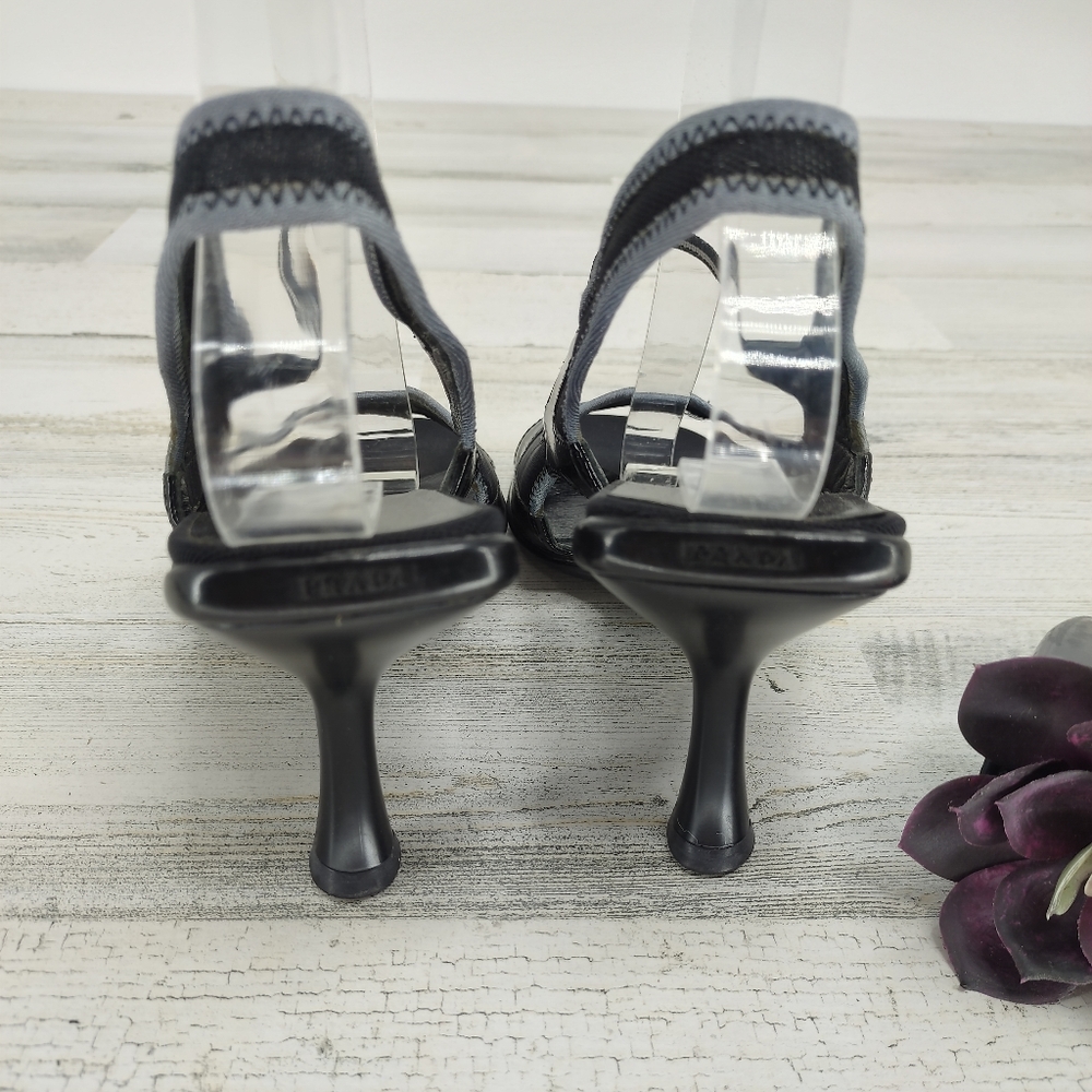 Prada Black Leather 90s Square Toe Heels - Picture 5 of 10